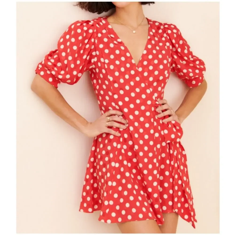 Ronny Kobo x Anthropologie Anna Red Polka Dot Mini Dress Size XS - Picture 1 of 10